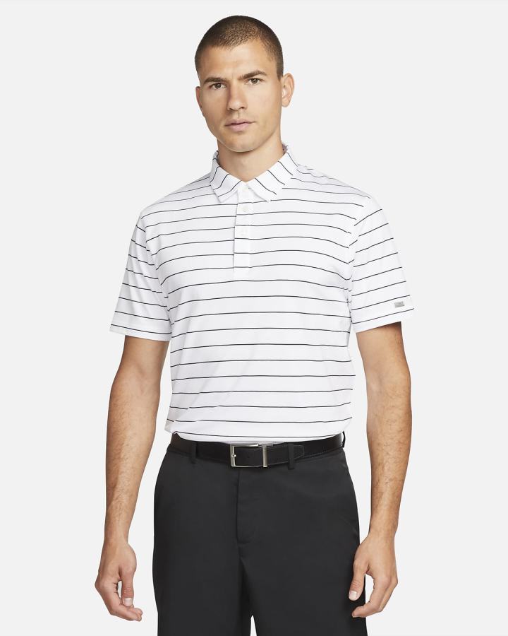 Nike Dri-FIT Player Prugasta Golf Muške Polo Majice Bijele Srebrne | HR-05837BTAE