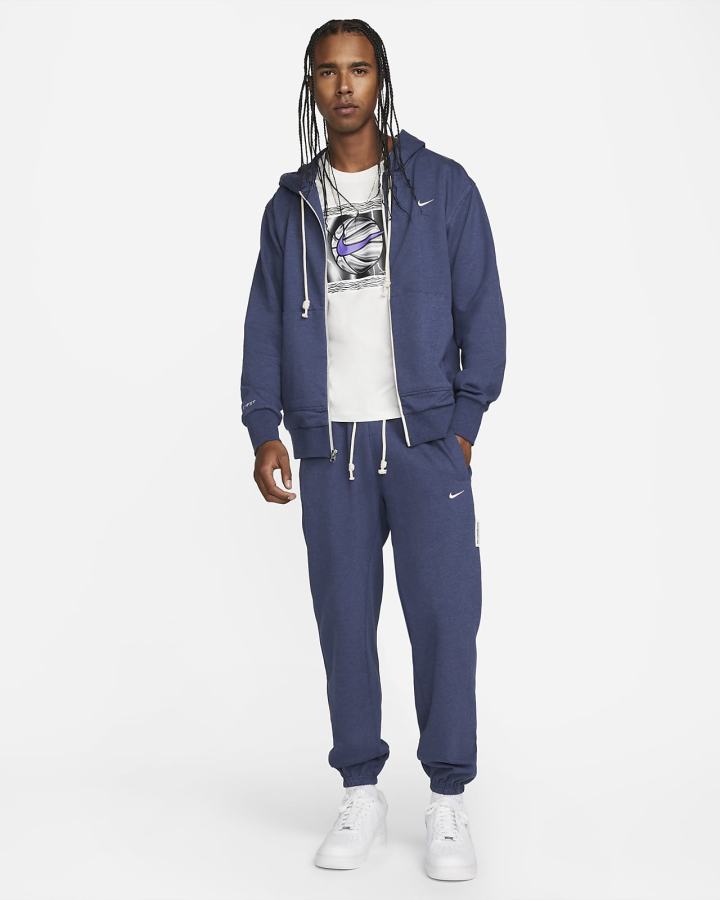 Nike Dri-FIT Standard Issue Full-Zip Basketball Muške Majica S Kapuljačom Tamnoplave Bijele | HR-90352IGJP