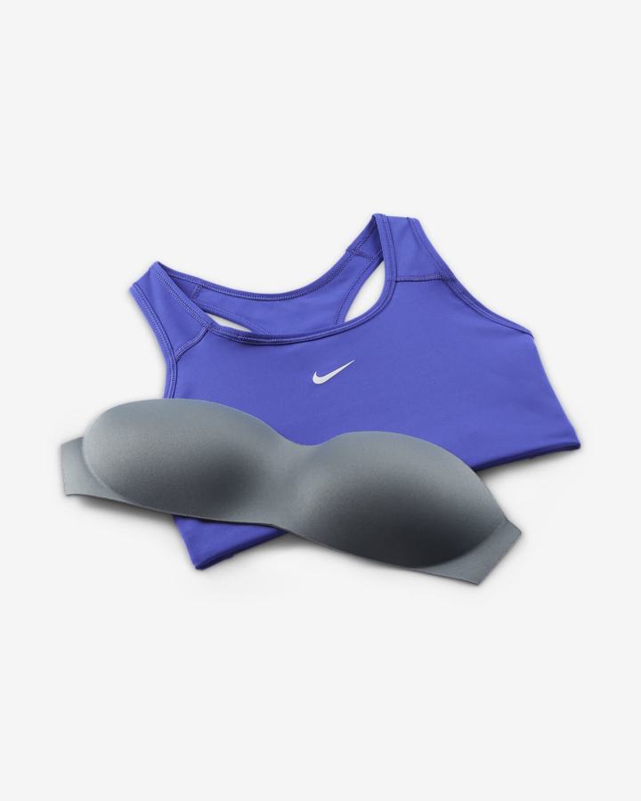 Nike Dri-FIT Swoosh Medium-Support 1-Piece Pad Ženske Sportski Grudnjak Bijele | HR-03562YOMQ