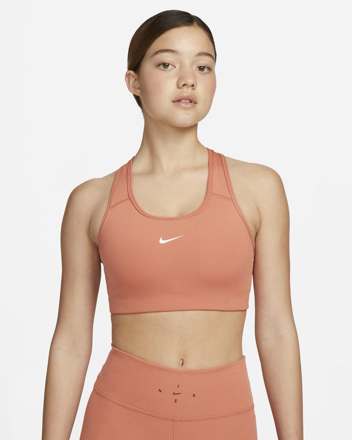 Nike Dri-FIT Swoosh Medium-Support 1-Piece Pad Ženske Sportski Grudnjak Bijele | HR-87025EYVO