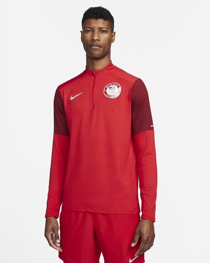 Nike Dri-FIT Team USA Element 1/2-Zip Muške Topovi Za Trčanje Crvene Bijele | HR-96784EMVY