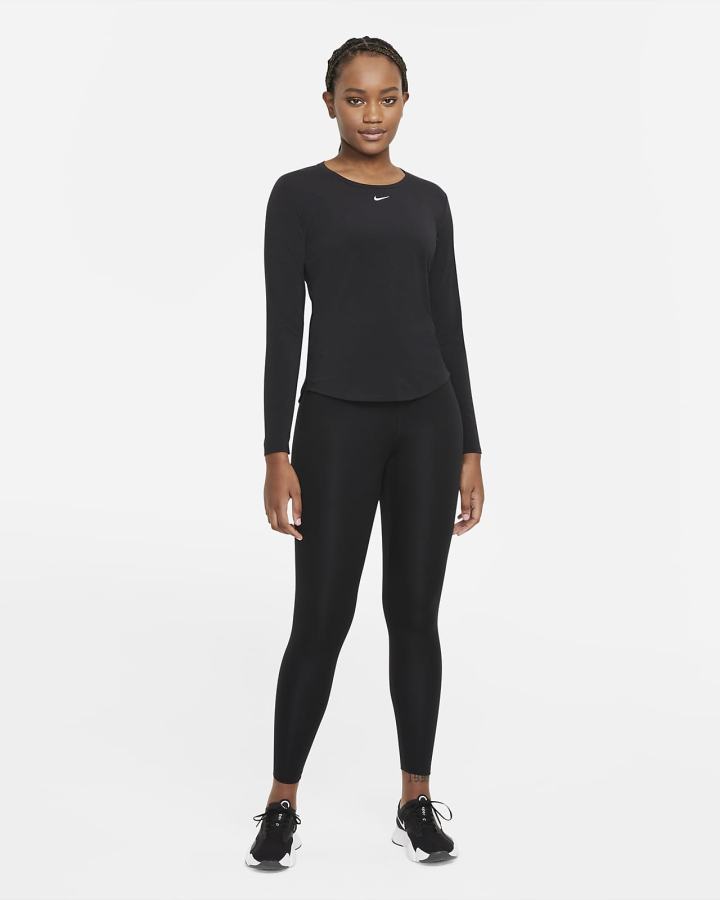 Nike Dri-FIT UV One Luxe Standard Fit Long-Sleeve Top Ženske Košulje Crne | HR-71609MVOL