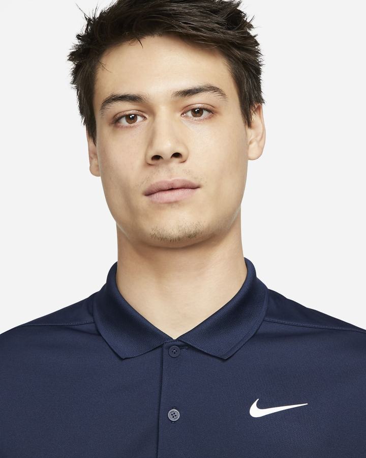 Nike Dri-FIT Victory Long-Sleeve Golf Muške Polo Majice Tamnoplave Bijele | HR-21907JBDR