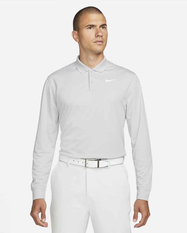 Nike Dri-FIT Victory Long-Sleeve Golf Muške Polo Majice Tamnoplave Bijele | HR-21907JBDR