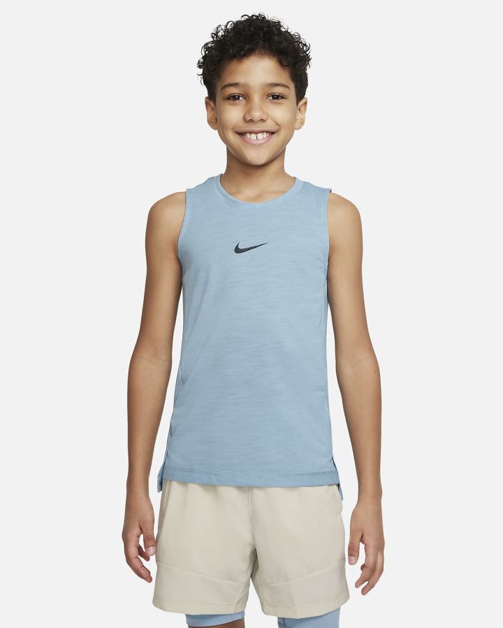 Nike Dri-FIT Yoga Kids Graficke Sleeveless Training Top Za Dječake Majica Bez Rukava Plave Crne | HR-43502DWEN