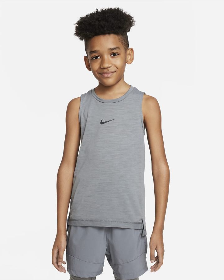 Nike Dri-FIT Yoga Kids Graficke Sleeveless Training Top Za Dječake Majica Bez Rukava Sive Crne | HR-87032YQXN