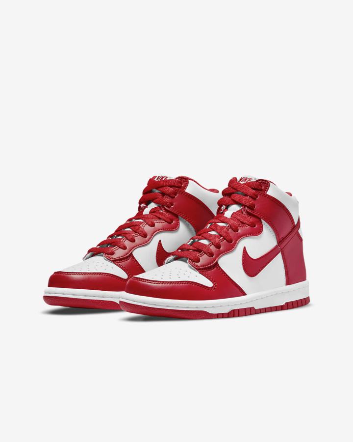 Nike Dunk High Kids Za Djevojčice Tenisiće Bijele Crvene | HR-21063IKUZ