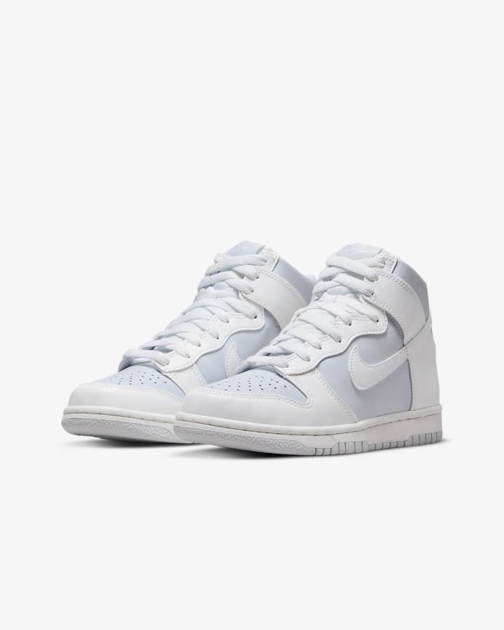 Nike Dunk High Kids Za Djevojčice Tenisiće Bijele Platine Platine | HR-68750LZSW