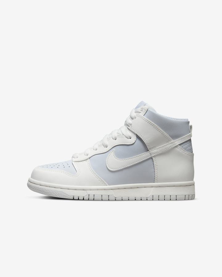 Nike Dunk High Kids Za Djevojčice Tenisiće Bijele Platine Platine | HR-68750LZSW