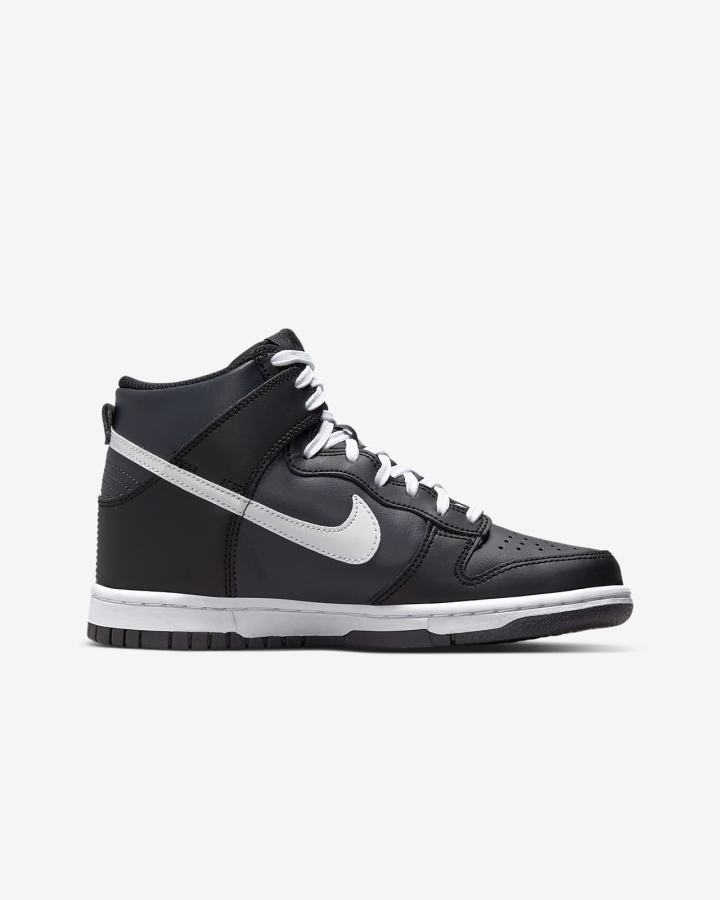 Nike Dunk High Kids Za Djevojčice Tenisiće Tamno Sive Crne Bijele | HR-92806JBVZ