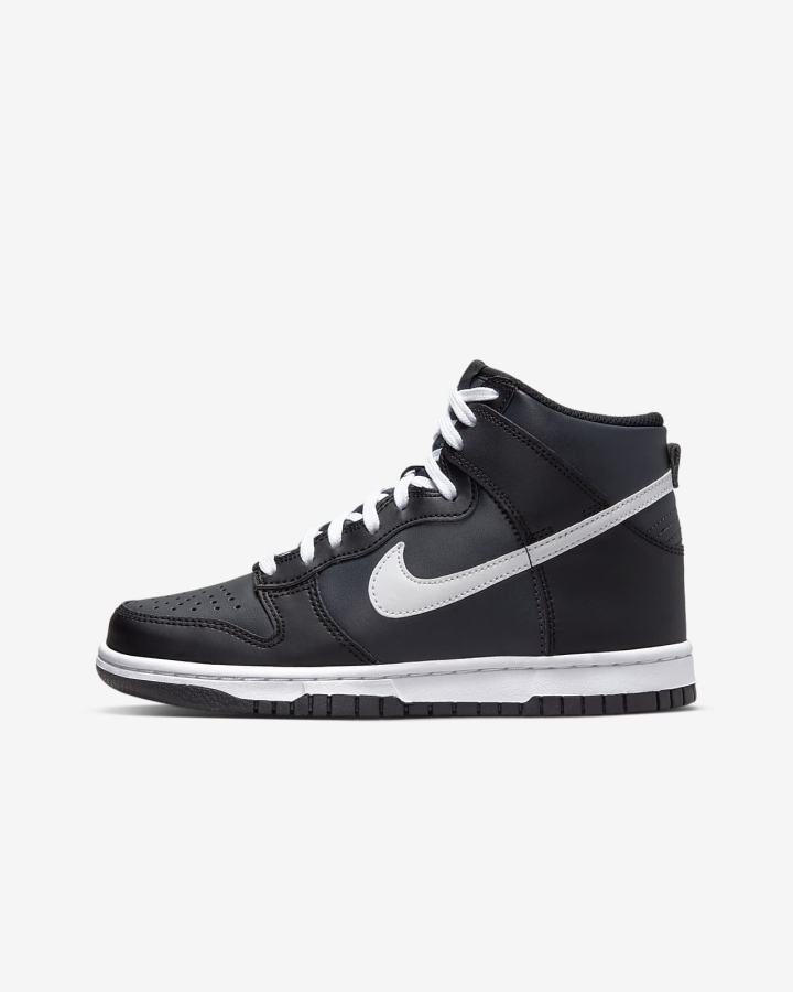 Nike Dunk High Kids Za Djevojčice Tenisiće Tamno Sive Crne Bijele | HR-92806JBVZ