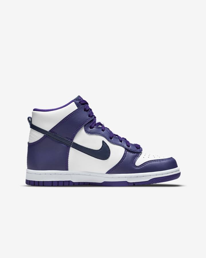 Nike Dunk High Kids Za Dječake Tenisiće Bijele Ljubičaste Tamnoplave | HR-06357GUXQ