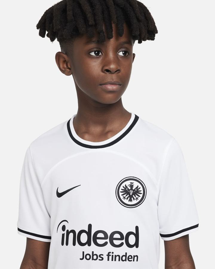 Nike Eintracht Frankfurt 2022/23 Stadium Home Kids Dri-FIT Soccer Za Dječake Dres Bijele Crne | HR-65217FQSY