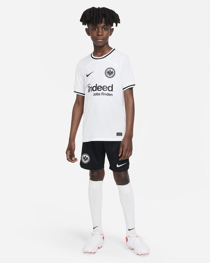 Nike Eintracht Frankfurt 2022/23 Stadium Home Kids Dri-FIT Soccer Za Dječake Dres Bijele Crne | HR-65217FQSY