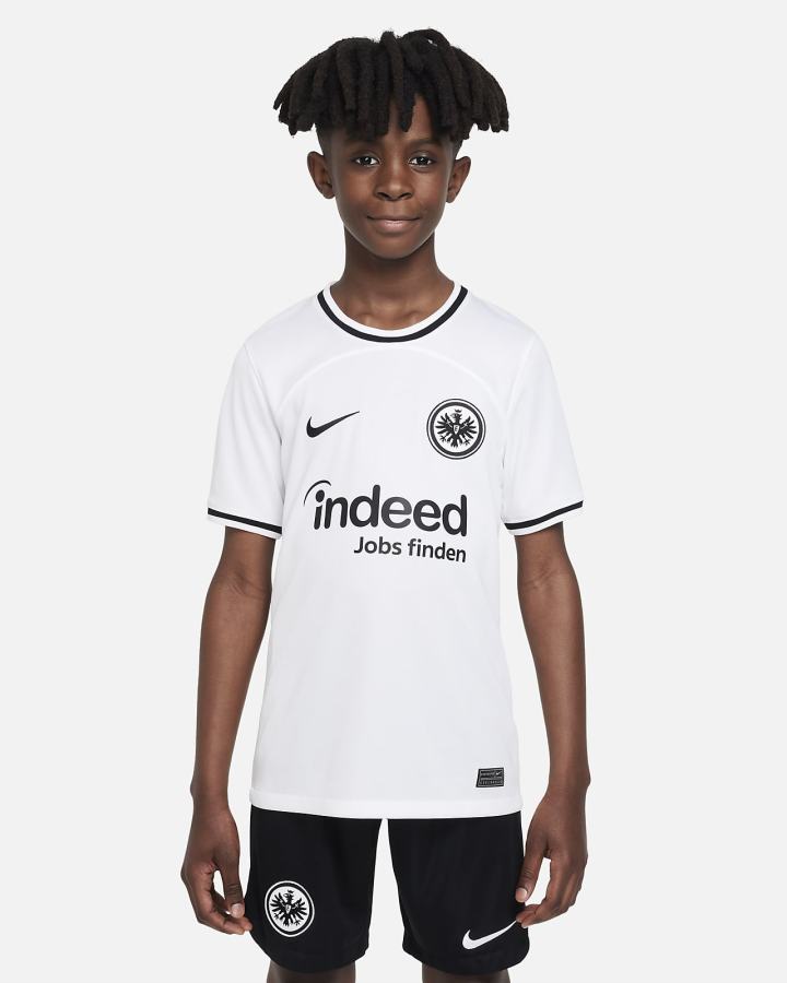 Nike Eintracht Frankfurt 2022/23 Stadium Home Kids Dri-FIT Soccer Za Dječake Dres Bijele Crne | HR-65217FQSY