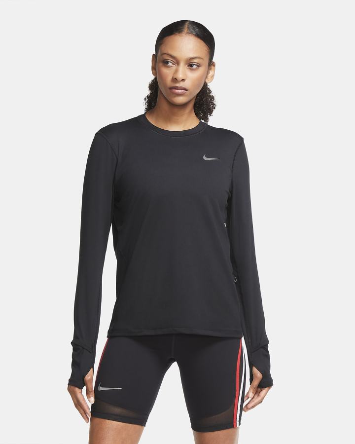 Nike Element Running Crew (Plus Size) Ženske Dukserice Crne | HR-56842RPJX