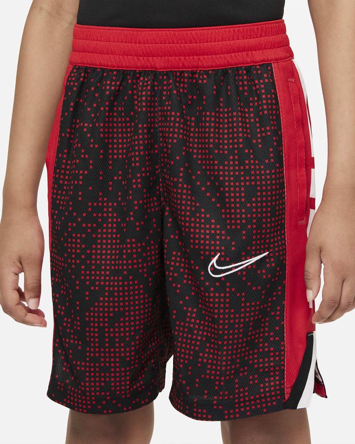 Nike Elite Kids Printed Basketball Za Dječake Kratke Hlače Crne Crvene Bijele | HR-72960VLYA