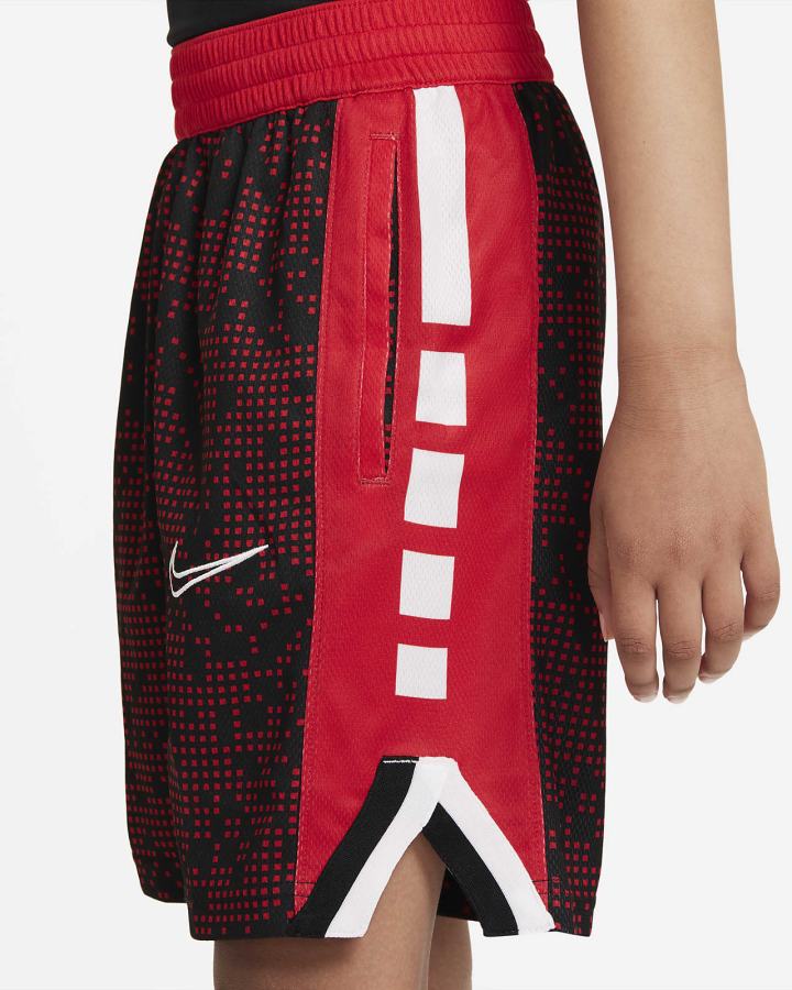 Nike Elite Kids Printed Basketball Za Dječake Kratke Hlače Crne Crvene Bijele | HR-72960VLYA