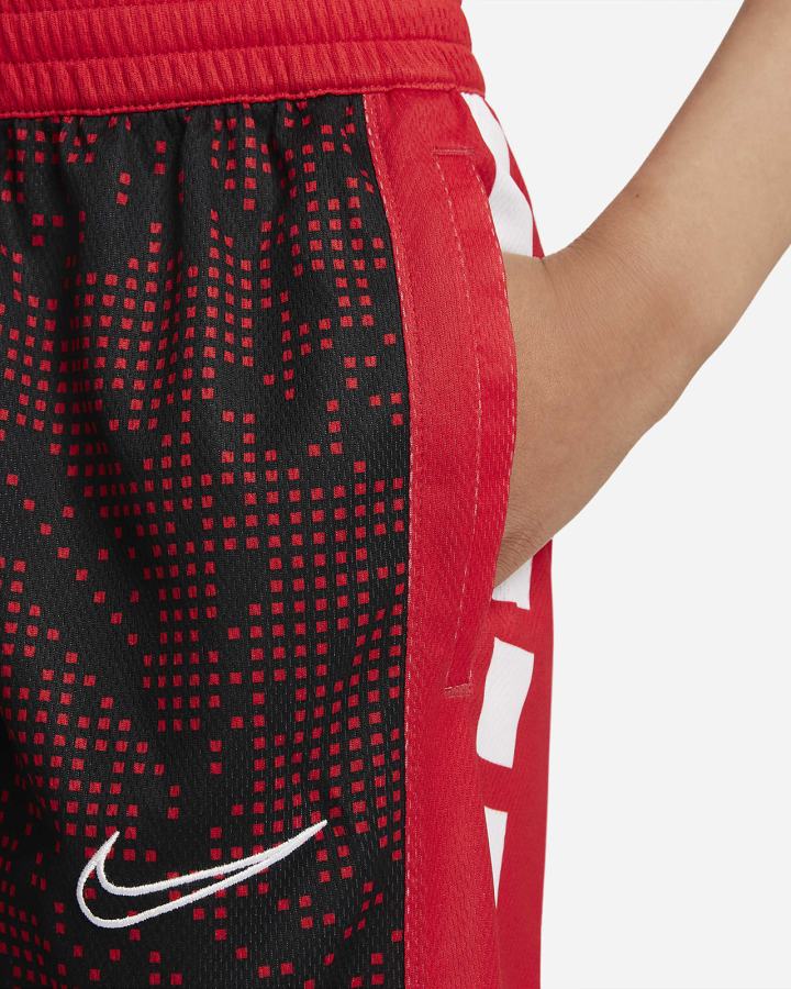 Nike Elite Kids Printed Basketball Za Dječake Kratke Hlače Crne Crvene Bijele | HR-72960VLYA