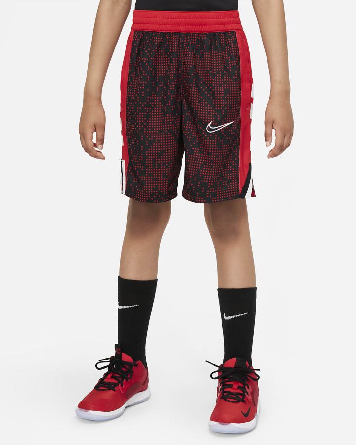 Nike Elite Kids Printed Basketball Za Dječake Kratke Hlače Crne Crvene Bijele | HR-72960VLYA