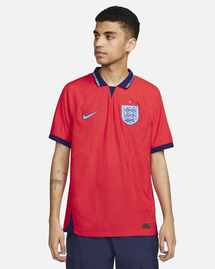 Nike England 2022/23 Match Away Dri-FIT ADV Soccer Muške Dres Crvene Plave | HR-15923PFED