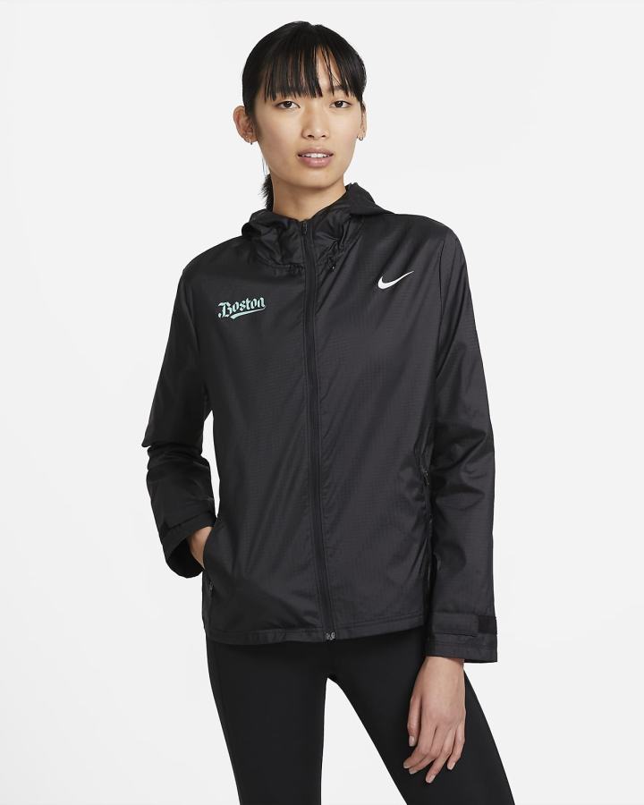 Nike Essential Boston Running Ženske Jakne Crne Bijele | HR-80562PYCN