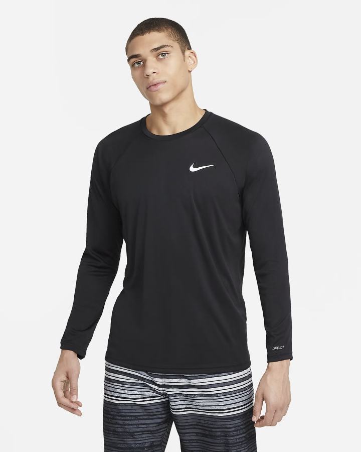 Nike Essential Long-Sleeve Hydroguard Swim Muške Košulje Crne | HR-71086GKFY