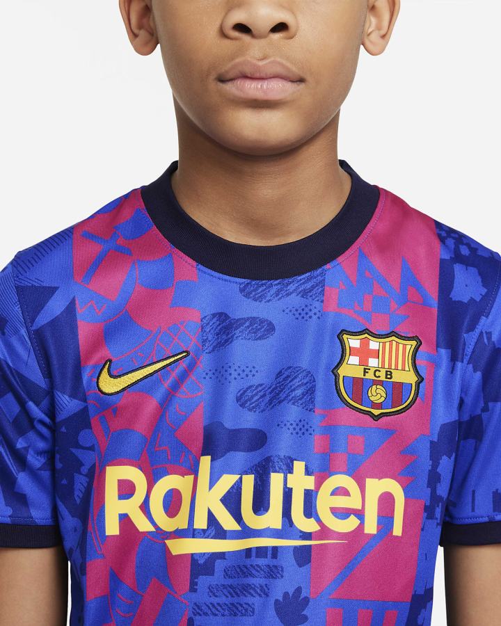 Nike FC Barcelona 2021/22 Stadium Third Kids Dri-FIT Soccer Za Dječake Dres Kraljevska Plava | HR-56971PUOD