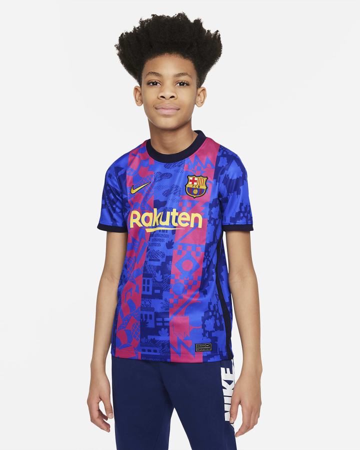 Nike FC Barcelona 2021/22 Stadium Third Kids Dri-FIT Soccer Za Dječake Dres Kraljevska Plava | HR-56971PUOD