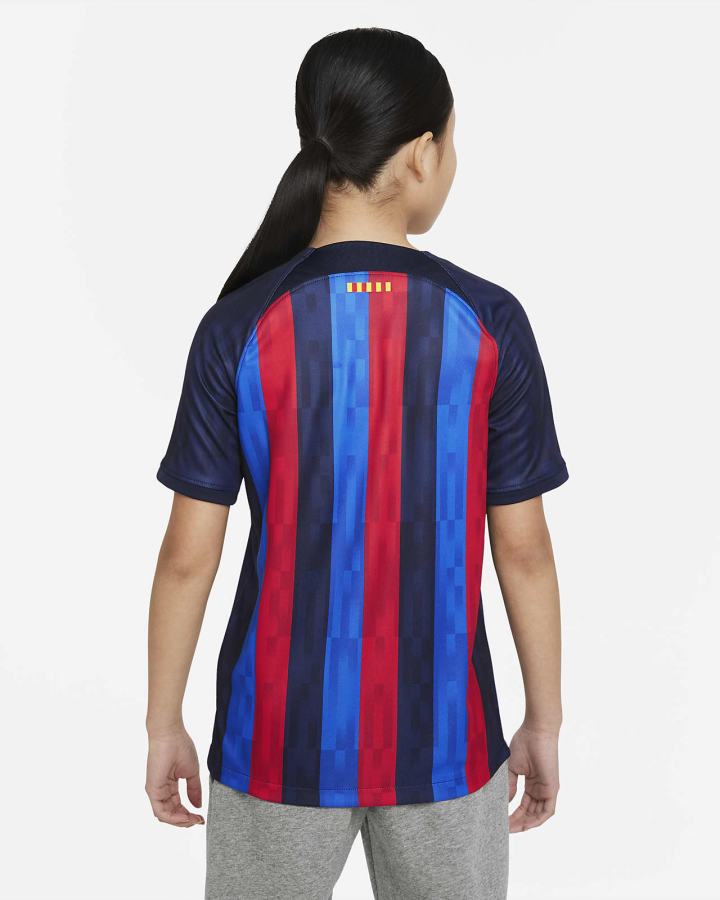 Nike FC Barcelona 2022/23 Stadium Home Kids Dri-FIT Soccer Za Dječake Dres Obsidijanske | HR-29164TFRD