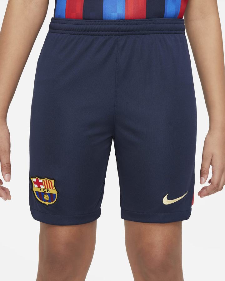 Nike FC Barcelona 2022/23 Stadium Home Kids Dri-FIT Soccer Za Djevojčice Kratke Hlače Obsidijanske Crvene | HR-39581EHUS