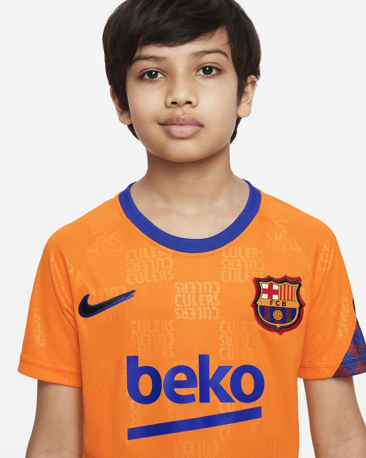 Nike FC Barcelona Kids Dri-FIT Pre-Match Soccer Top Za Dječake Majice Narančaste Kraljevska Plava Crne | HR-20384LOBU