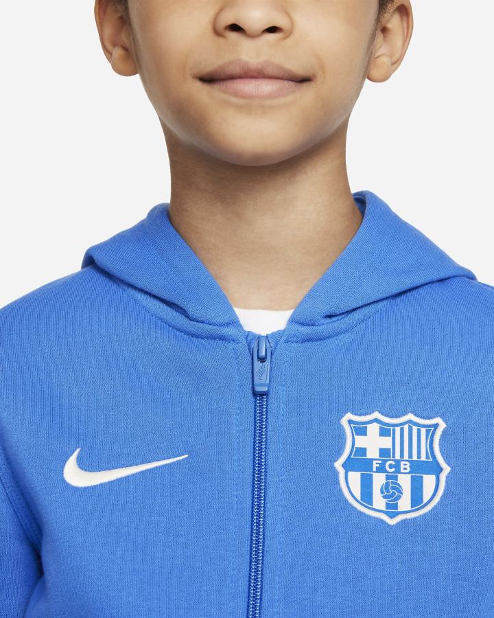 Nike FC Barcelona Kids Full-Zip Fleece Za Dječake Majica S Kapuljačom Plave Bijele | HR-15832QCXJ