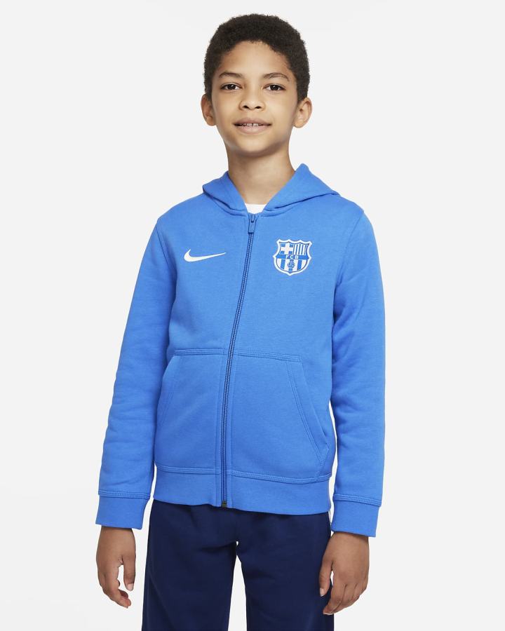 Nike FC Barcelona Kids Full-Zip Fleece Za Dječake Majica S Kapuljačom Plave Bijele | HR-15832QCXJ