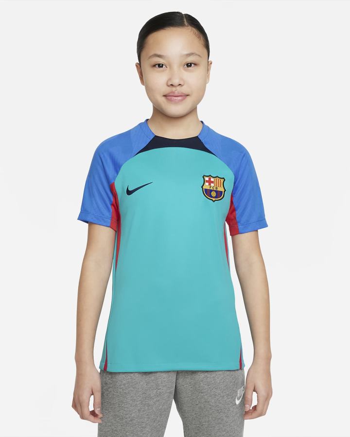 Nike FC Barcelona Strike Kids Dri-FIT Short-Sleeve Soccer Top Za Djevojčice Majice Svijetlo Tirkizne Plave Obsidijanske | HR-06218ZFAS