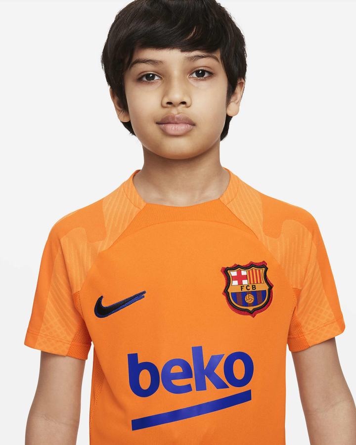 Nike FC Barcelona Strike Kids Dri-FIT Short-Sleeve Soccer Top Za Djevojčice Majice Narančaste Crvene Crne | HR-24976XAJE