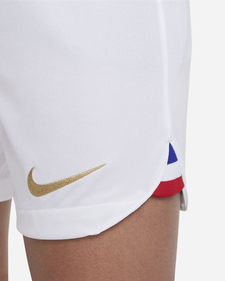 Nike FFF 2022/23 Stadium Home Kids Dri-FIT Soccer Za Djevojčice Kratke Hlače Bijele Metalne Zlatne | HR-15742OZFJ