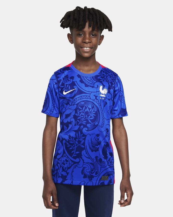 Nike FFF 2022 Stadium Home Kids Soccer Za Dječake Dres Tamno Plave Crvene Bijele | HR-46872HYUQ