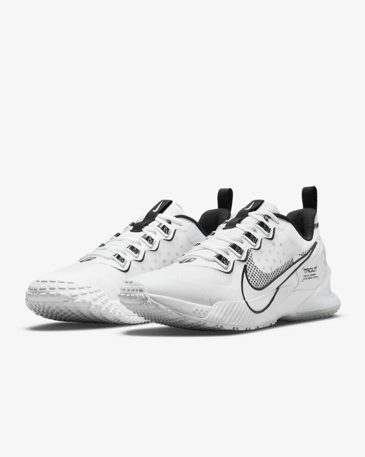 Nike Force Zoom Trout LTD Turf Muške Cipele Za Bejzbol Bijele Sive Tirkizne Metalne Srebrne | HR-63597DZGR