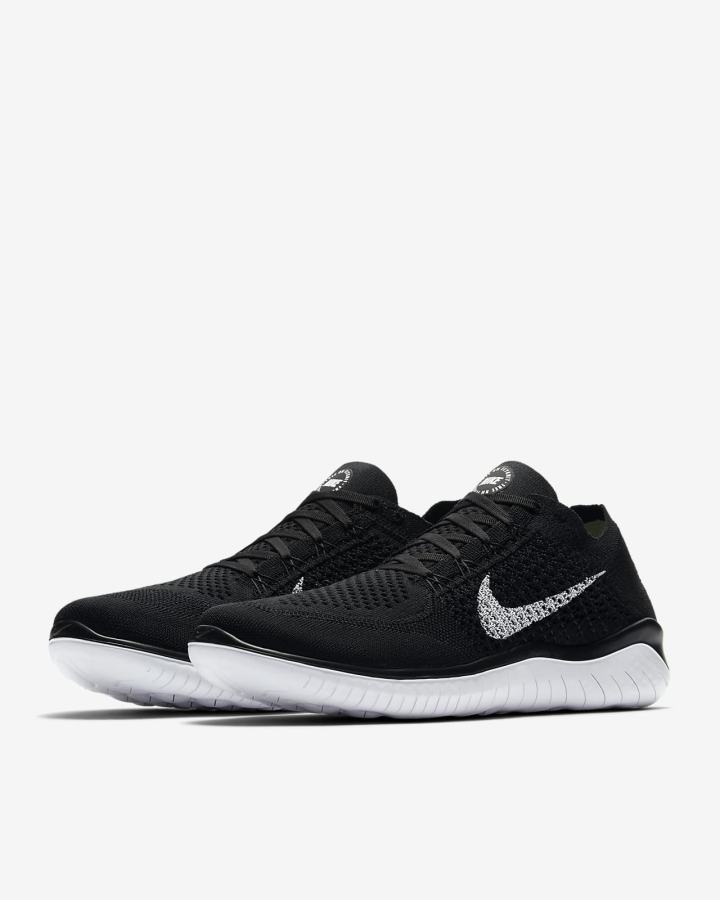 Nike Free RN Flyknit 2018 Muške Tenisiće Crne Bijele | HR-81560HZLP