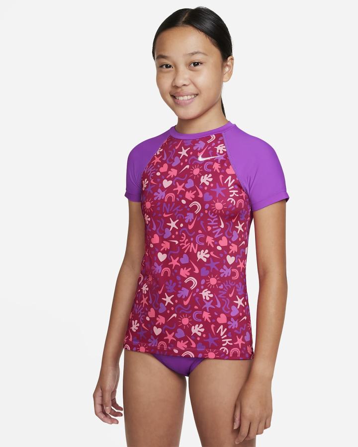 Nike Fun Forest Kids Short Sleeve Top Bikini Set Za Djevojčice Kupaći Kostim Roze | HR-23685XUEP