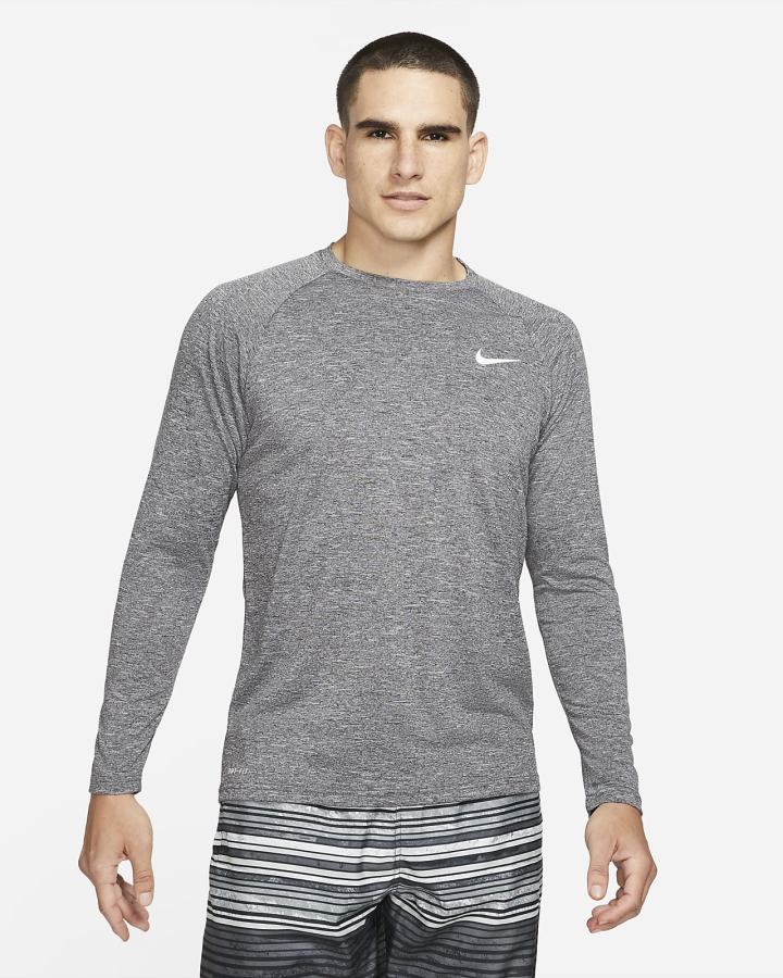 Nike Heathered Long-Sleeve Hydroguard Swim Shirt Muške Majice Crne | HR-10824SHND