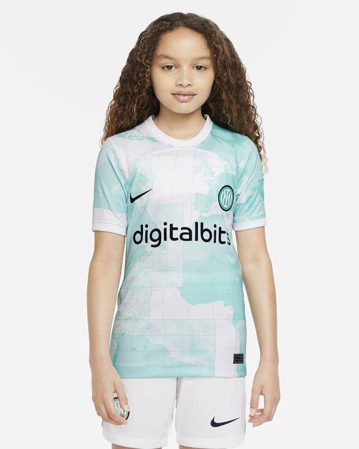 Nike Inter Milan 2022/23 Stadium Away Kids Dri-FIT Soccer Za Djevojčice Dres Bijele Svijetlo Tirkizne Plave | HR-17425JWXO