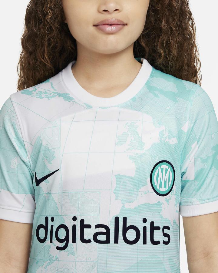 Nike Inter Milan 2022/23 Stadium Away Kids Dri-FIT Soccer Za Dječake Dres Bijele Svijetlo Tirkizne Plave | HR-45702FQTV