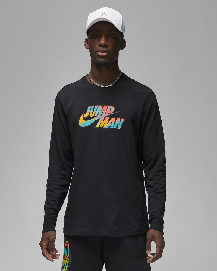 Nike Jordan Flight MVP Long Sleeve Crew Muške Dukserice Crne Bijele | HR-15409JYXZ