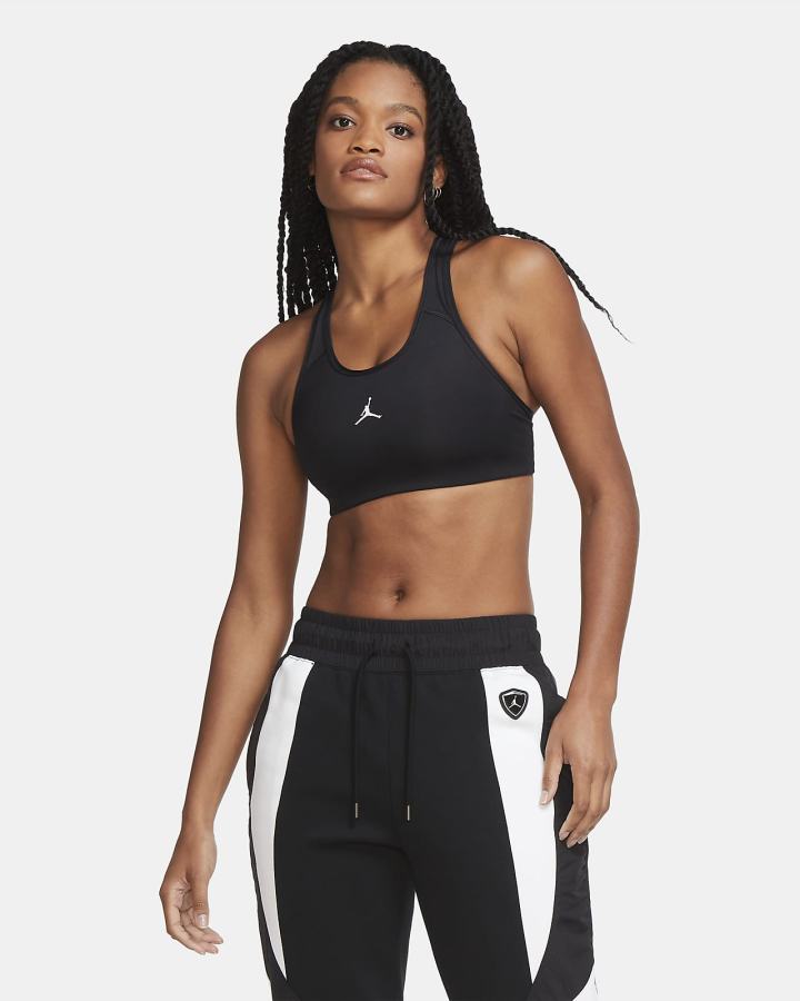 Nike Jordan Jumpman Medium-Support 1-Piece Pad Ženske Sportski Grudnjak Crne Bijele | HR-15896DOVS