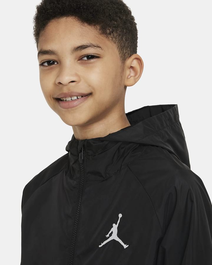 Nike Jordan Kids Full-Zip Za Dječake Jakne Crne Bijele | HR-19403VFDB