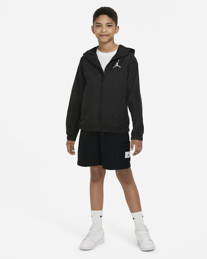 Nike Jordan Kids Full-Zip Za Dječake Jakne Crne Bijele | HR-19403VFDB