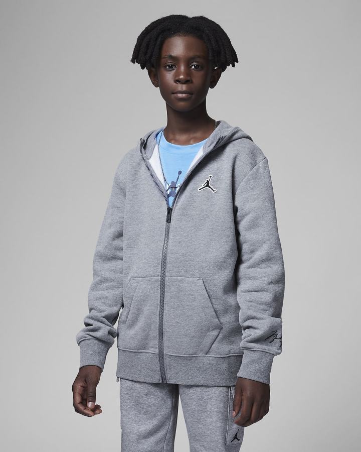 Nike Jordan Kids Full-Zip Za Dječake Majica S Kapuljačom Tamno Sive | HR-57824ZCMH