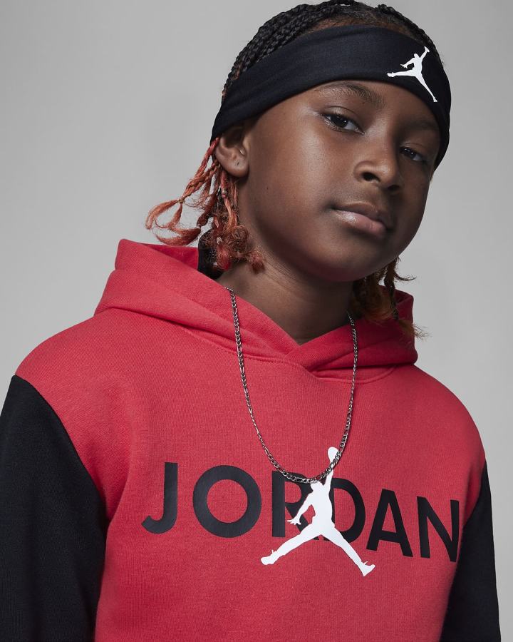 Nike Jordan Kids Vert Tape Fleece Za Dječake Majica S Kapuljačom Crvene | HR-18632YHKL